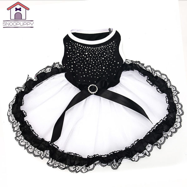 2018 Pet Clothes For Dog Skirts Black Rhinestone Jumpsuit For Dogs Tutu Puppy Dress Cotton Dog Clothes Pet Accessories GGA004