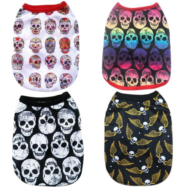2018 Summer Pet Dog Vest Clothes Cartoon Skull Vest Clothes For Dogs Cat T-shirt Soft Puppy Dogs Clothing Shirt Vest 2XS-5XL 25Q