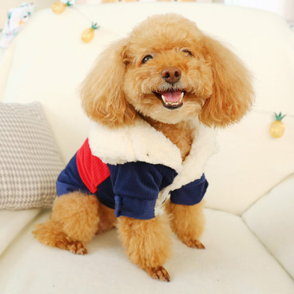 Autumn and Winter Pets Products Stitching Color Matching Corduroy Double-layer Cotton Warm Velvet Dog Clothes Dog Accessories