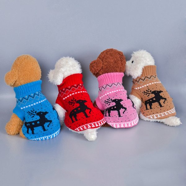 Christmas Pet Dog Clothes Acrylic Chihuahua Puppy Elk Dog Sweater Soft Funny Winter Warm Knitwear For Cats Dogs Pet Product