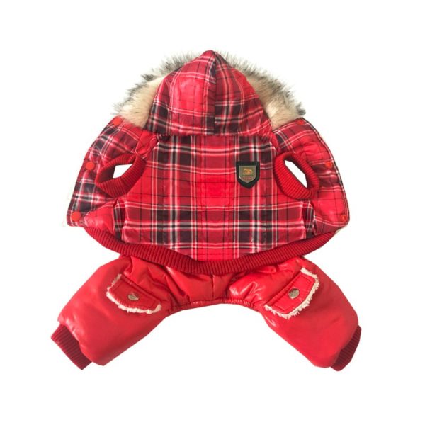 Cloth for Dogs Warm Red Plaid Style Pet Puppy Dog Winter Clothes Teddy Dogs Vip Chihuahua Qiu Dong Outfit