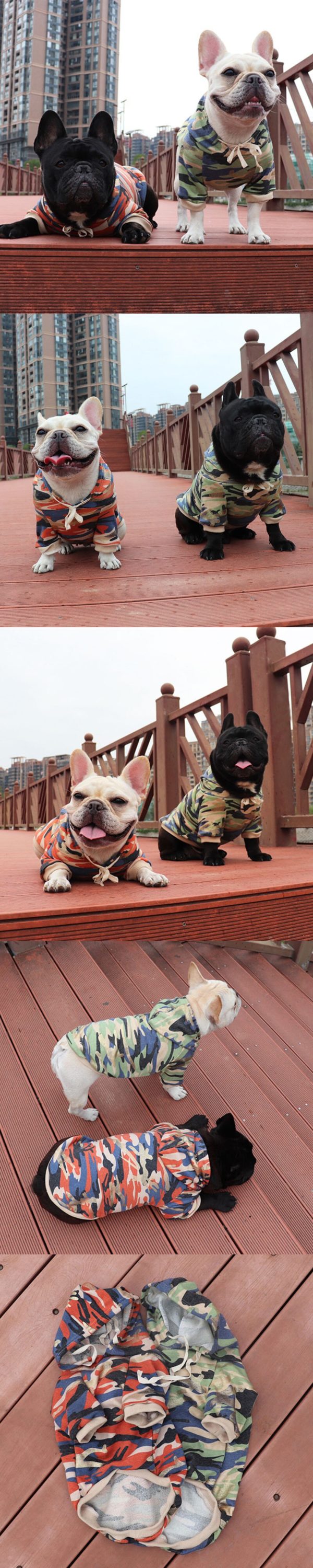 Cotton French Bulldog Summer Breathable Camouflage Hoodies Pet Dog Clothes for Small Dogs Pets Clothing Chihuahua Pug Costume