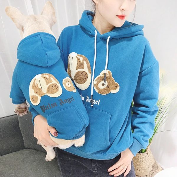 Cute Bear Winter Fleece Family Clothes For Dog Parent-Child Outfit Small Medium Dog Coat Jacket Bulldog Pet Cat Pajamas