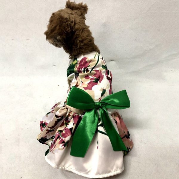 Cute Flower Pattern With Bowknot Dog Dress Dog Clothes Cozy Sleeveless Dog Shirt Pet Dress Sundress Princess Party kirt