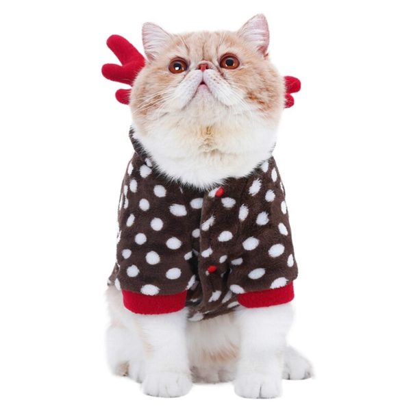 Cute Pet Christmas Clothes Party Dress Up Reindeer Cosplay Costume Coat Hoodie For Cats Small Dogs Pet Warm Jumpsuit Jacket