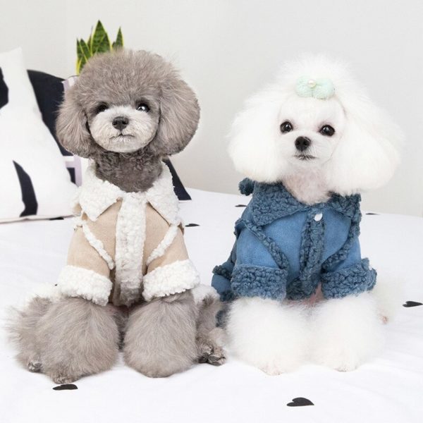 Cute Rabbit Ears Dog Jumpsuit Winter Warm Fleece Small Dog Cat Coat Jacket Chihuahua Shirt Hoodie Clothes For Pitbull