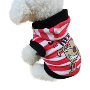 Cute Strip Puppy Pet Hooded Coat Winter Warm Small Dog Jacket Coat Clothing Lovely Animal Puppy Costume Hoodie With Hat Pet #B20