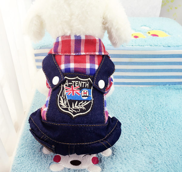 Dog Cat Denim Striped Jumpsuit Hoodie Jean Pet Puppy Coat Jacket Spring Summer Clothes Apparel 4 Colours Dog Winter Clothes