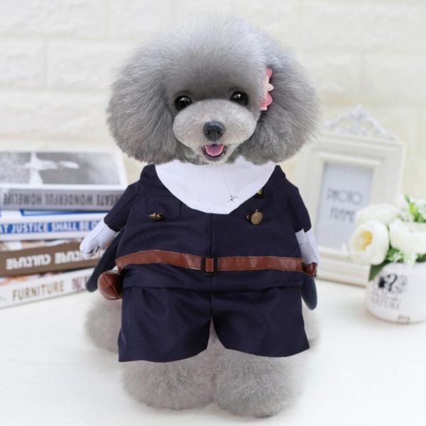 Dog Clothes Polyester Cute Pet Halloween Clothes Doctor Upright Costume Dress Up for Cats Dogs Warm Soft Cotton Padded