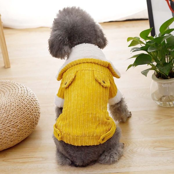 Dog Clothes Winter Warm Pet Dog Thickened Jacket Coat Clothing Hoodies For Puppy Cats Soft Cotton Solid Color Costume Coat S-XL