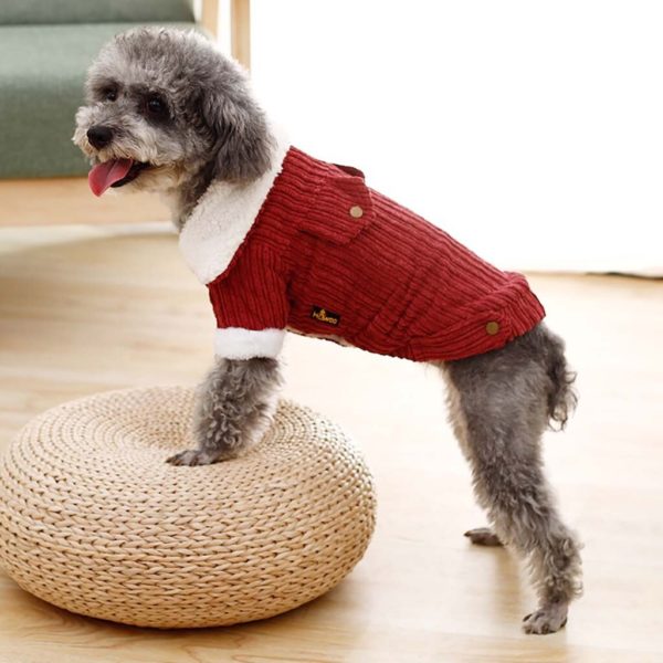 Dog Clothes Winter Warm Pet Dog Thickened Jacket Coat Clothing Hoodies For Puppy Cats Soft Cotton Solid Color Costume Coat S-XL
