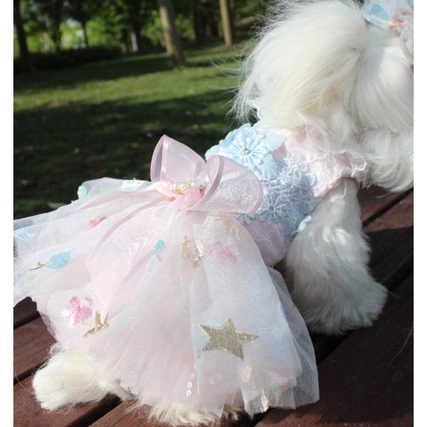 Dog Dress Luxury Dogs Weeding Dress Embroidery Lace Tutu Weeding Skirt Summer Dress Chiwawa Dress For Wedding Party Clothes H8-2