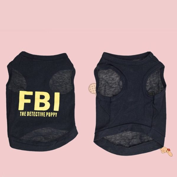 Dog Dress Up Pet Supplies Teddy Clothes FBI Letters Print Spring Summer T-Shirt Pet Vest