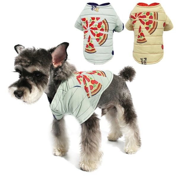 Dog Puppy Coat Winter Warm Pizza Printed Clothes 2 Legged Thickening Jacket For Teddy Bulldog Clothes Dog Coats Pet Supplies