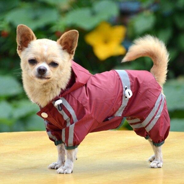 Dog Raincoat Puppy Rain Coat with Hood Reflective Waterproof Dog Clothes Soft Breathable Pet Cat Small Dog Rainwear XS-XXL