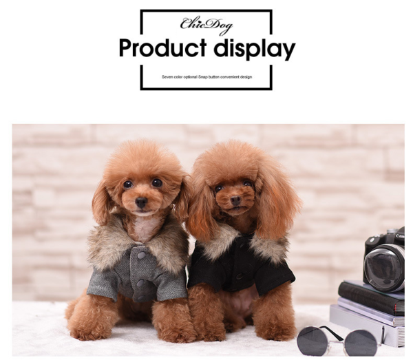 Dog Winter Clothes Woolen coat Luxury Faux Fur Collar Dog Coat for Small Dog Warm Windproof Pet Parka Fleece Lined Puppy Jacket
