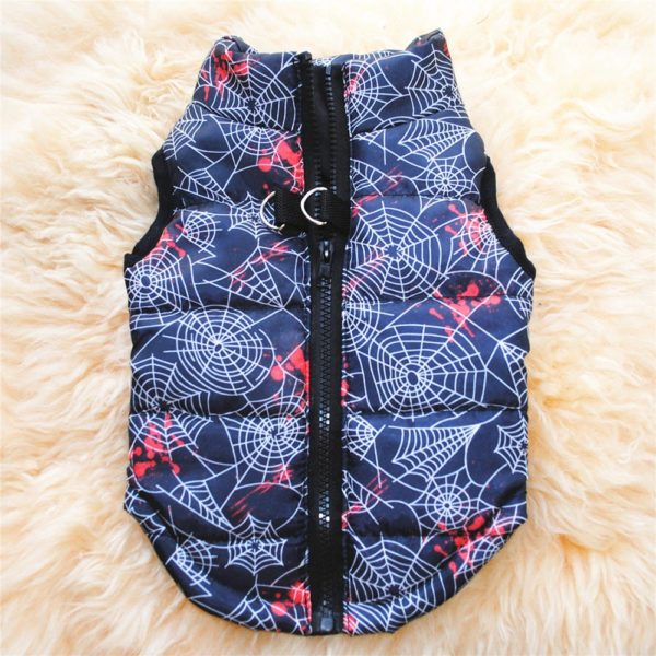 Dog Winter Cothes Soft Warm Jacket Clothing Spider Web Print Fashion Dog Clothing For Small Medium Large Pets