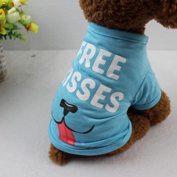 Dog summer clothes Free kisses pet dog polyester t-shirt dog shirts in dog clothing disfraz para perro