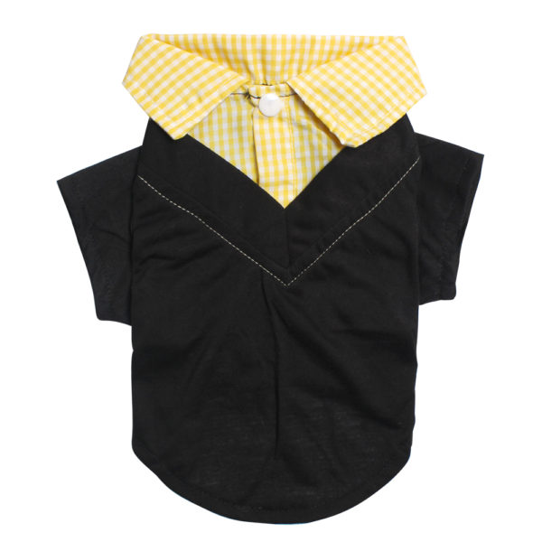 Dogs Checkered Shirt Spring Summer Classic Small Dogs T-Shirt Plaids Grid Collar Lapels Black Clothes Vest Pets Coat XS-XL