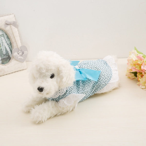Fashion Dog Autumn Wear Bow Design Dress Printer Flower Soft Pet Lovely Clothing Dog Clothes For Small Dogs Dress