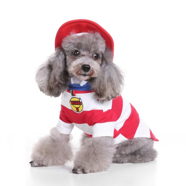 Halloween Dogs Clothes Set With Hat White and Black Striped Letter Print Jackets California Costume Coats Pets Dog Costume