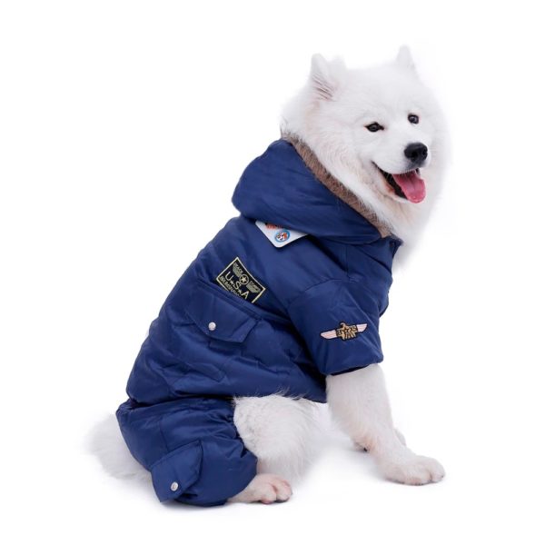 Large Dog Warm Clothes Winter Clothing Pet Dog Jumpsuit Warm Big Dog Track Suit Puppy Hooded Jacket Coat Product XL-5XL