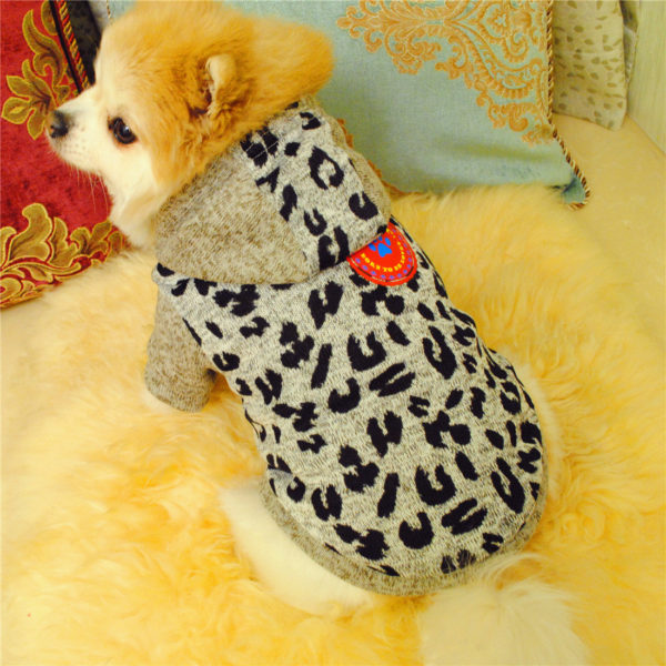 Leopard Pet Dog Clothes Fleece Clothing for Pet Clothing Small Large Puppy Hoodie Warm Coats Jackets for Chihuahua Bulldog Pets