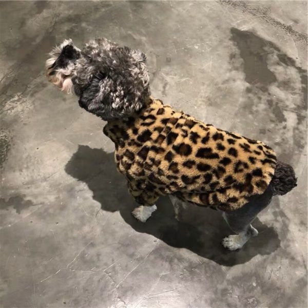 Leopard Print Winter Warm Pet Dog Clothes for Small Dogs French Bulldog Thick Jacket Yorkie Outfit Chihuahua Coat Costume BOC09