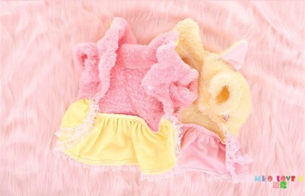 New Small Dog Clothes Autumn And Winter Dress With Lace Recreational Coat For Yorkshire Chihuahua Pet Clothing Cat Skirt