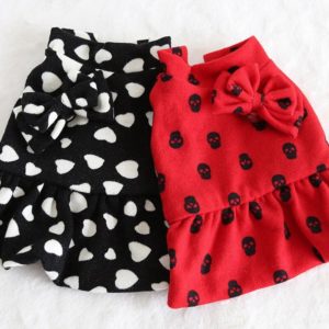 Pet Bowknot Cotton Dress Dog For Girl Dog Clothes For Autumn Winter Button Sleeveless Costume Dog Dress For Pet Dog Dog Pullover