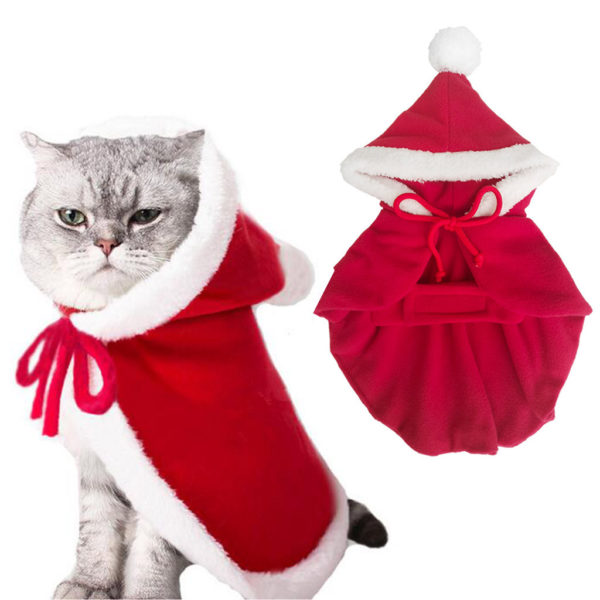 Pet Cat Dog Christmas Cloak Winter Warm Clothing Dress Thicken Clothes For Pet Dogs Cat Clothes Puppy Jumpsuit For Dog Coat