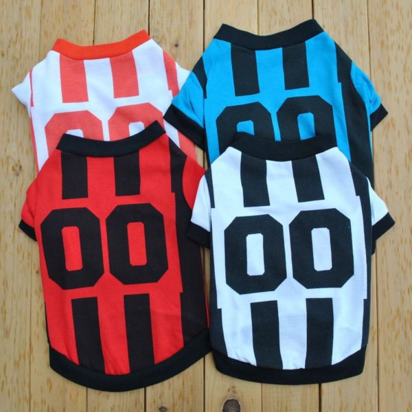 Pet Clothes for Small Dogs Cats Summer Football Player Clothes Puppy Kitten Clothing T-Shirt Striped Dog Costume Clothes CL0017