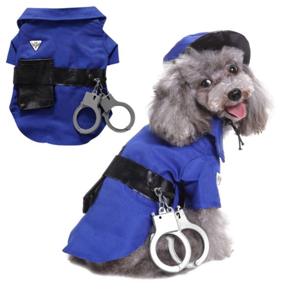 Pet Dog Cat Costume Funny Dogs Police Clothes Small Pets Spring Summer Clothing Fashion Apparel Dressing Up Party Coat Clothes