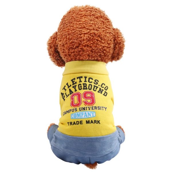 Pet Dog Cat New Style Yellow Jeans Legs Autumn And Winter New Style Teddy Puppy Clothes Manufacturers Direct Selling