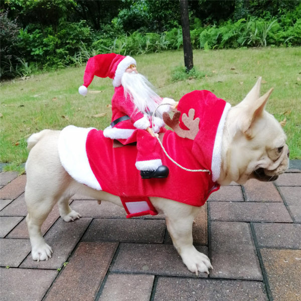 Pet Dog Christmas clothes Santa Claus riding a deer Jacket Coat Pets Christmas Dog Apparel Costumes for Big Dog or Small Dog