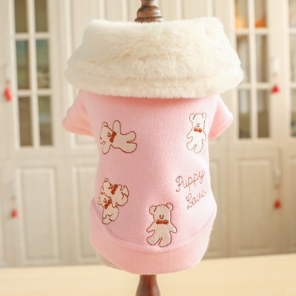 Pet Dog Clothes Winter Warm Pet Dog Jacket Cute Embroidered Bear Crap Lapel Coat Puppy Chihuahua Clothing For Small Dogs Costume
