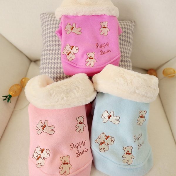 Pet Dog Clothes Winter Warm Pet Dog Jacket Cute Embroidered Bear Crap Lapel Coat Puppy Chihuahua Clothing For Small Dogs Costume
