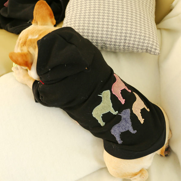 Pet Dog Clothes for Fat Dog Spring and Autumn Dog Hoodies Black Color Two Feet Pet Clothes with Fashion Printing Dog Hoodies