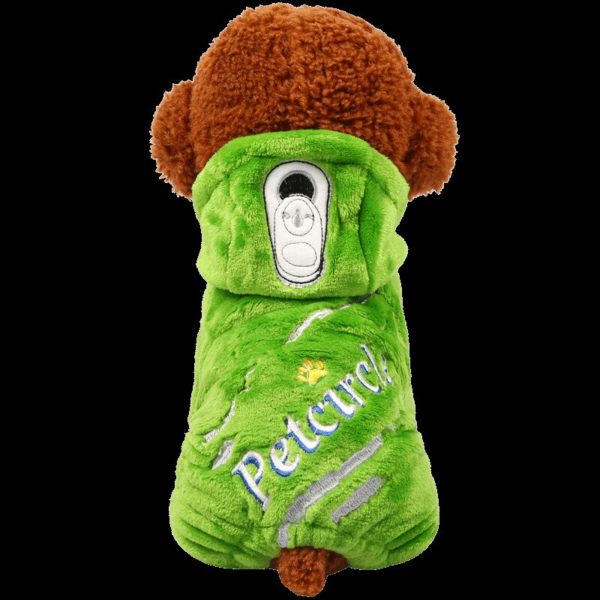 Pet Dog Dog Clothes Teddy Legs Coral Velvet Cotton-padded Clothes Fall And Winter Clothes Cartoon Soda Embroidery Applique Sweat