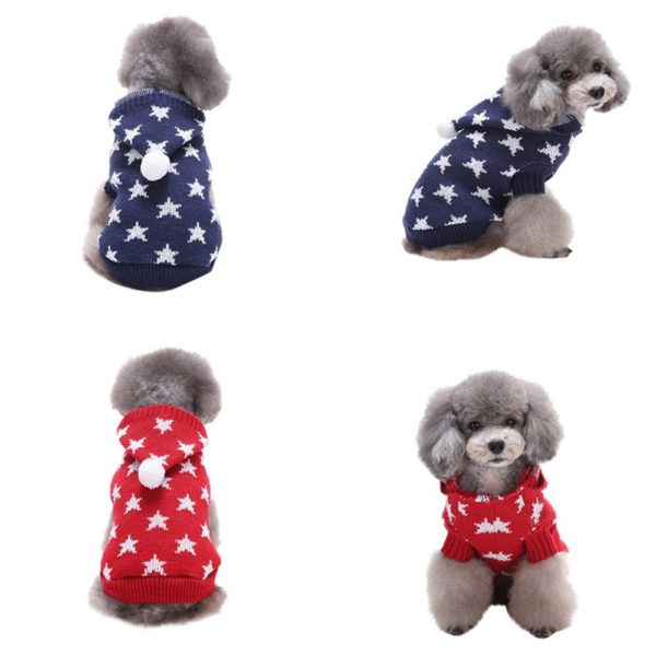 Pet Dog Puppy Sweatshirts Winter Clothes Star Printed Hooded Sweater Pet Small Thick Jacket Coat Hoodie Costume Clothing @20
