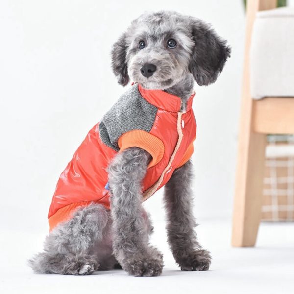 Pet Dog Warm Clothes For Autumn Winter Fashion Patch-Work Shortsleeve Vest Coat Fleece Jacket For Medium Big Dogs