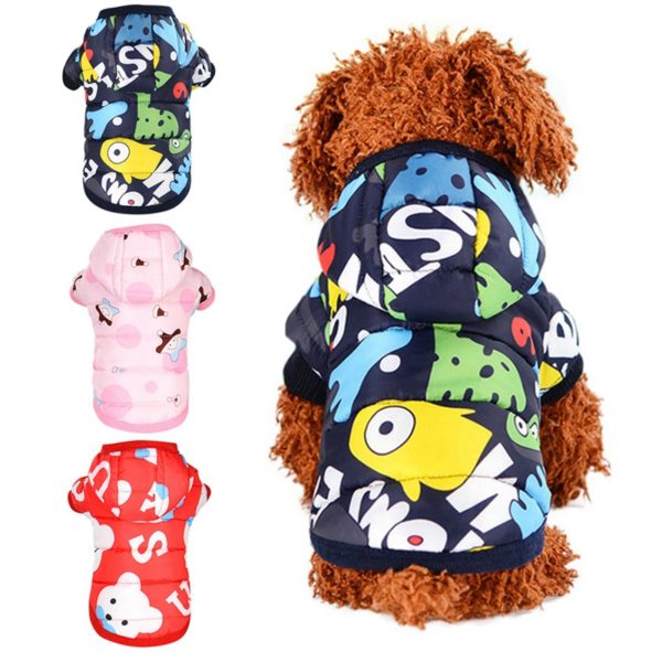 Pet Dog Winter Clothes Warm Printed Cotton Padded Hooded Jacket Down windproof Hoodies Coat for Chihuahua Small Medium Dogs