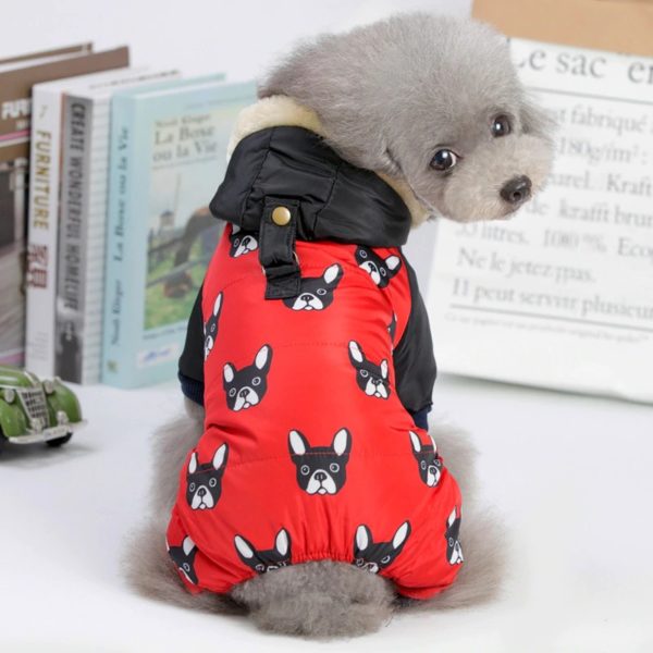 Pet dog autumn and winter dog clothes four-legged clothes for small dogs fashion printed red black colors s-xxl size dog jackets