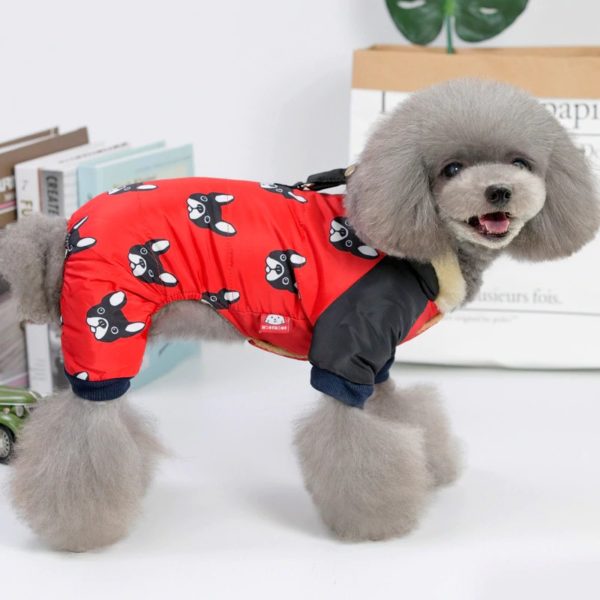 Pet dog autumn and winter dog clothes four-legged clothes for small dogs fashion printed red black colors s-xxl size dog jackets