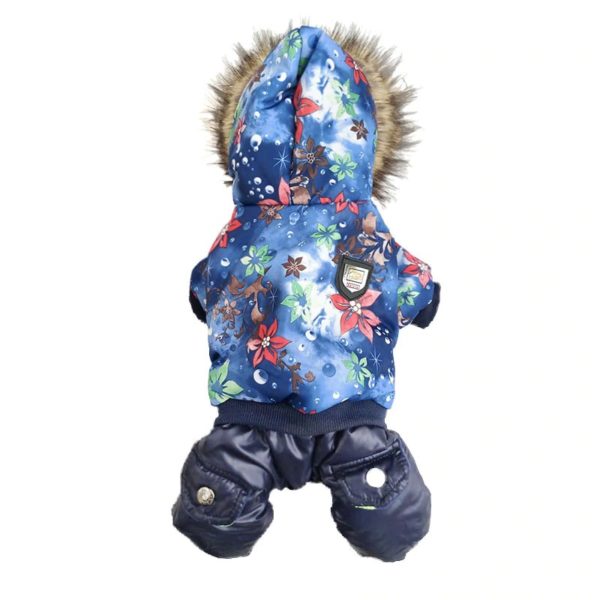 Popular Quality Flower Pattern Hooded Pet Dogs Winter Coat Thickness Dogs Clothes S to Xl New Dogs Clothing