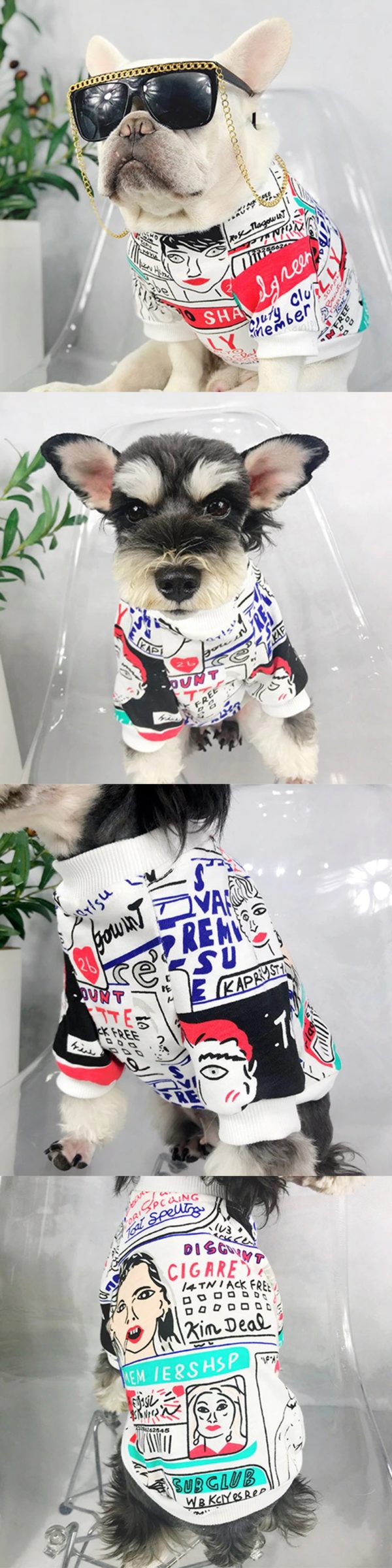 Pug Cotton Print Sweater Pet Dog Clothes for Small Dogs Pets Clothing Costume French Bulldog Summer Breathable Tshirt for Cat