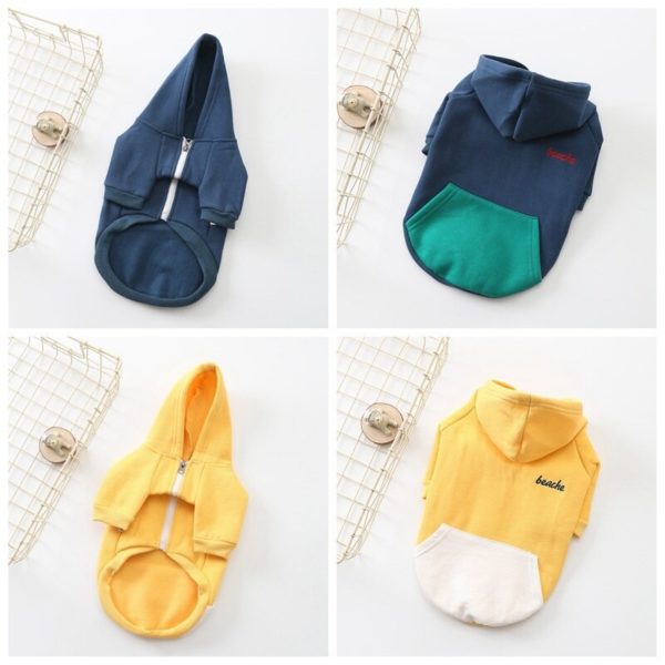 Solid Color pet coat dog hoodie sweater Zipper Coat Pet Dog Clothes Hooded Soft Cotton Dog Clothing pet products supplies
