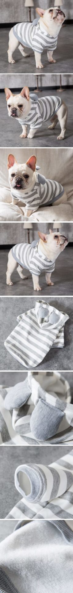 Warm Pet Dog Autumn Winter Clothes for Dog Striped Costume French Bulldog Hoodies Puppy Clothing Pug Dog Clothes for Small Dogs