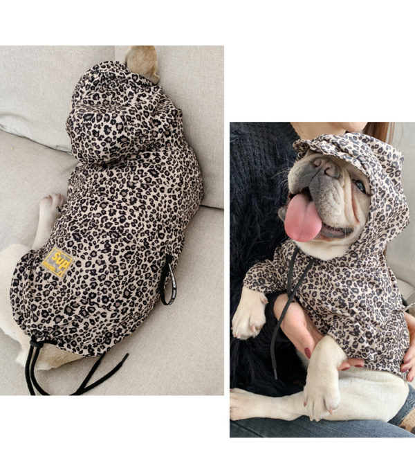 Waterproof Dog Clothes Fashion Pet Dog Raincoat Puppy Cat Hoodie Leopard Small Dog Jacket Clothes Pet Supplies french bulldog