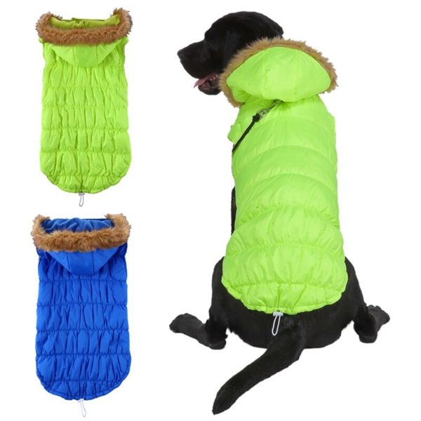 Winter Dog Clothes Pet Dog Tight Hooded Coats Thicken Dog Clothes Artificial Fur Collar Super Warm Jackets For Pet Dog